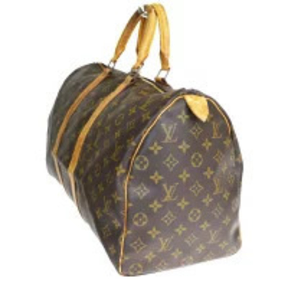 Louis Vuitton Bag Leather Travel Keepall Handbag Boston Monogram Brown